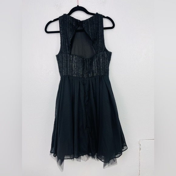 Anthropologie Eva Franco Black Tweed Tulle Halter Fit & Flare Dress - Picture 4 of 6